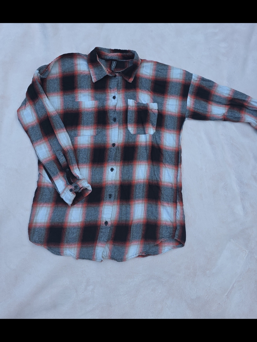 Flannel Plaid Button-Down Shirt - Red & Black